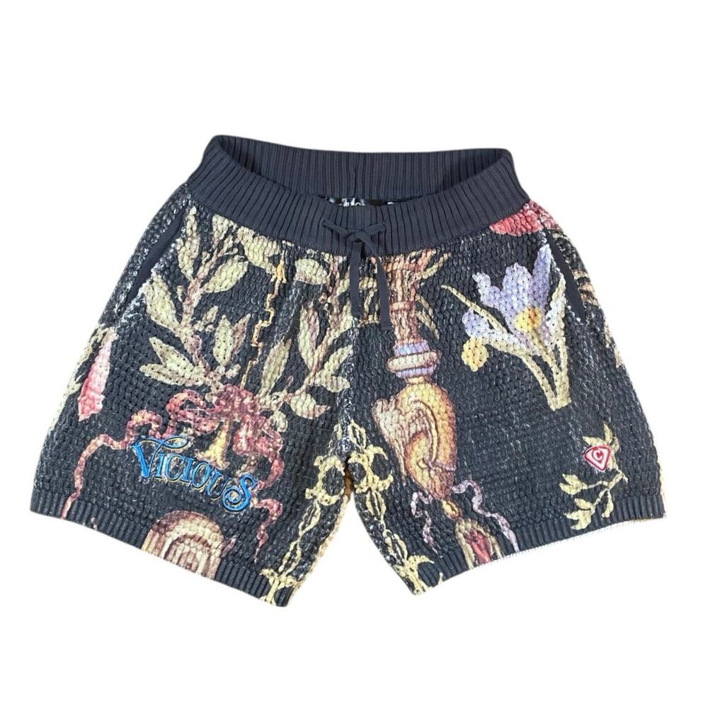 Vicious Denim Crochet Knit Oversized Lined Shorts - S